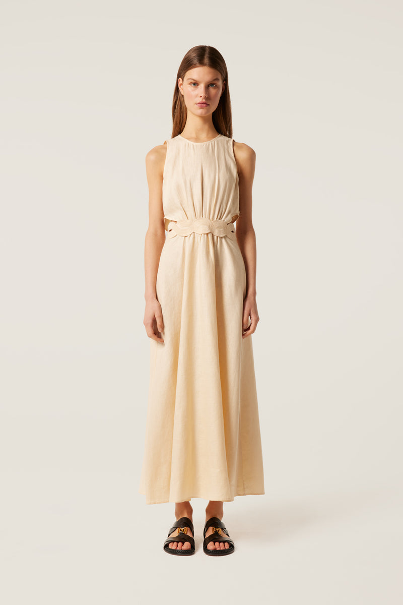 Long dress with braid belt