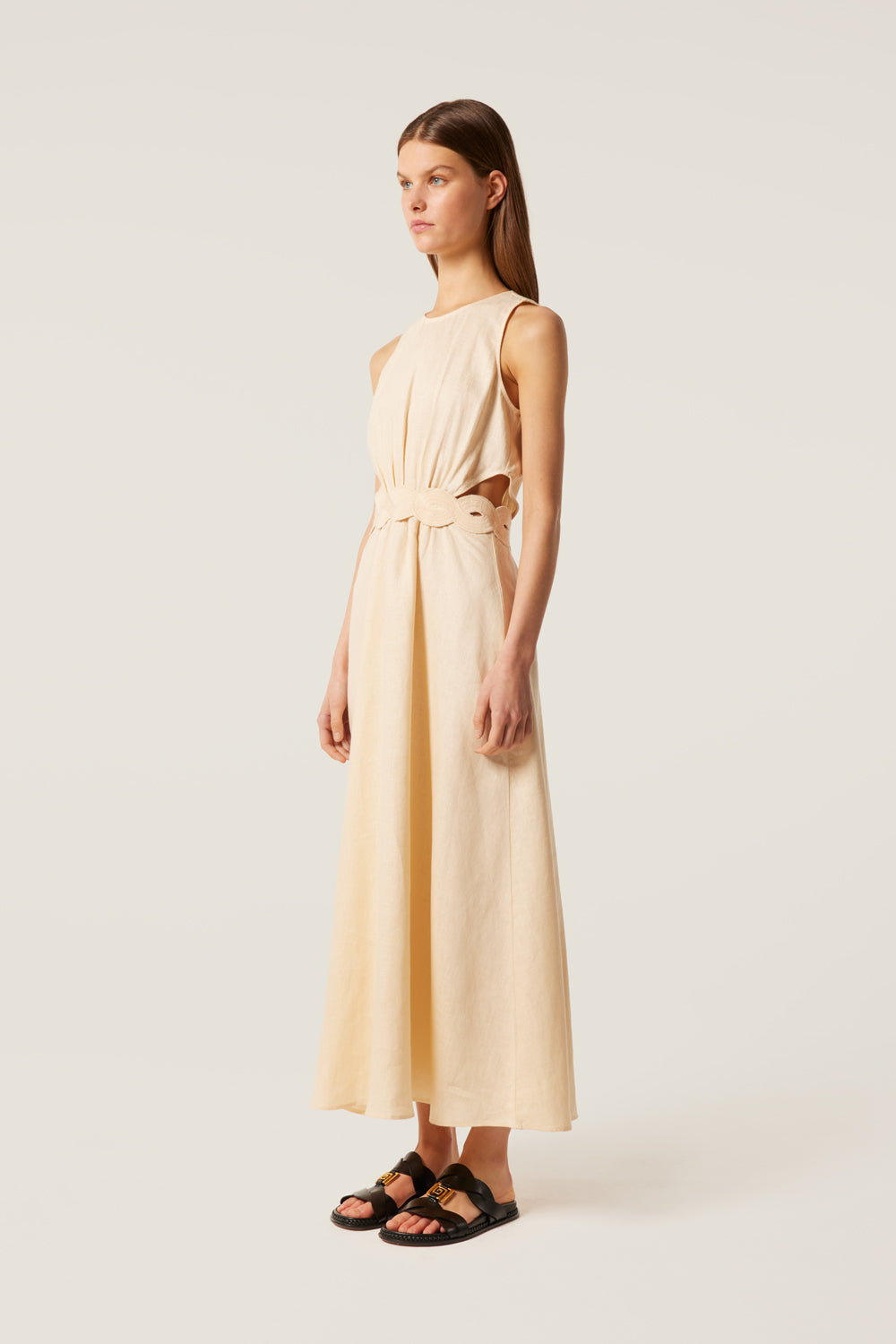 Long dress with braid belt