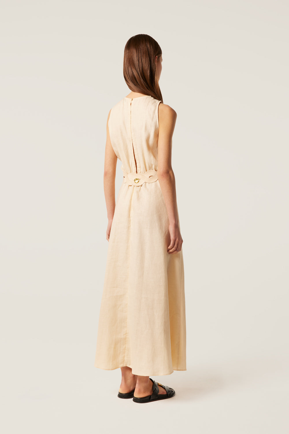 Long dress with braid belt