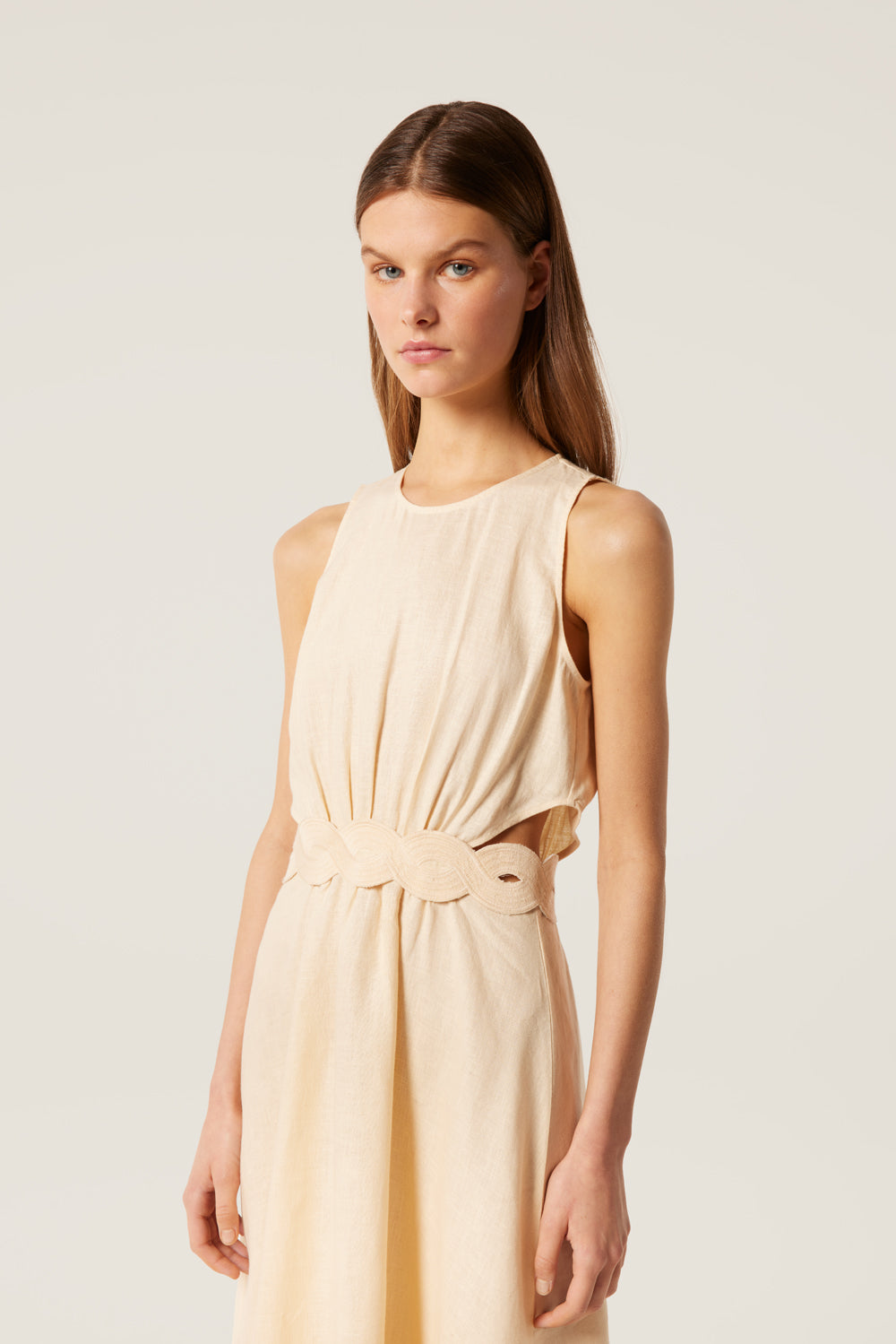 Long dress with braid belt