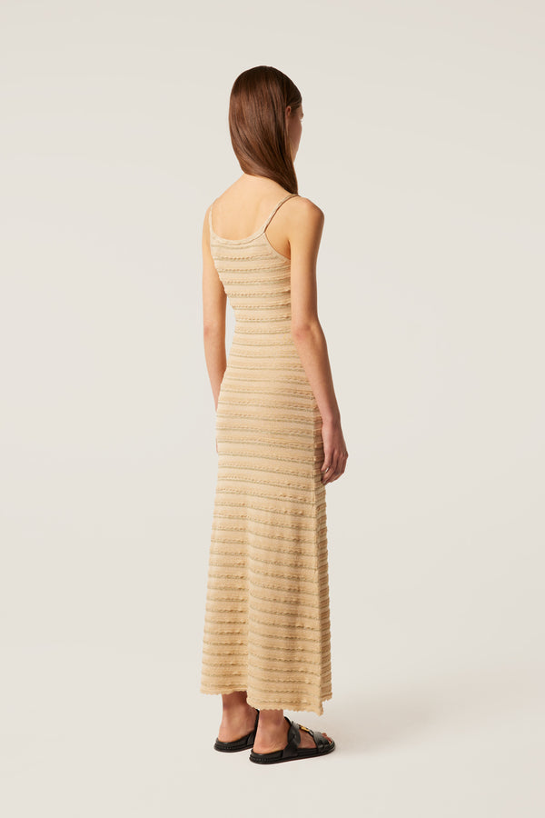 Long gold mesh dress