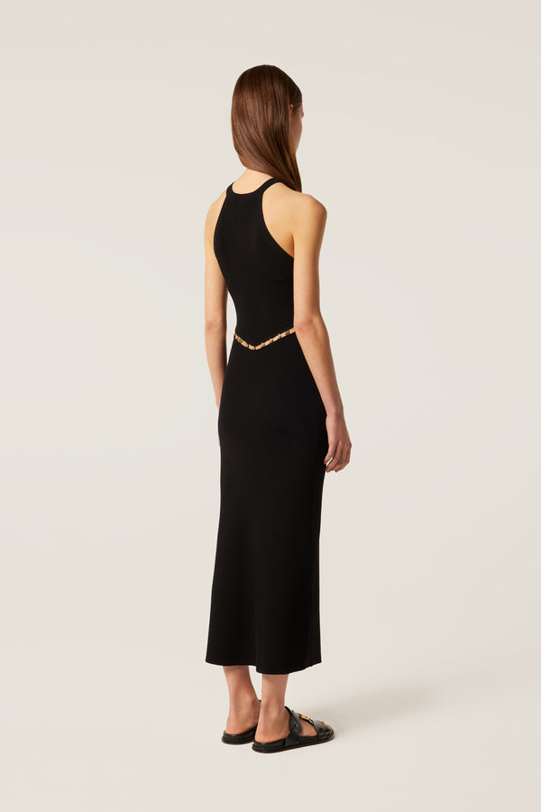 Long dress with gold buttons