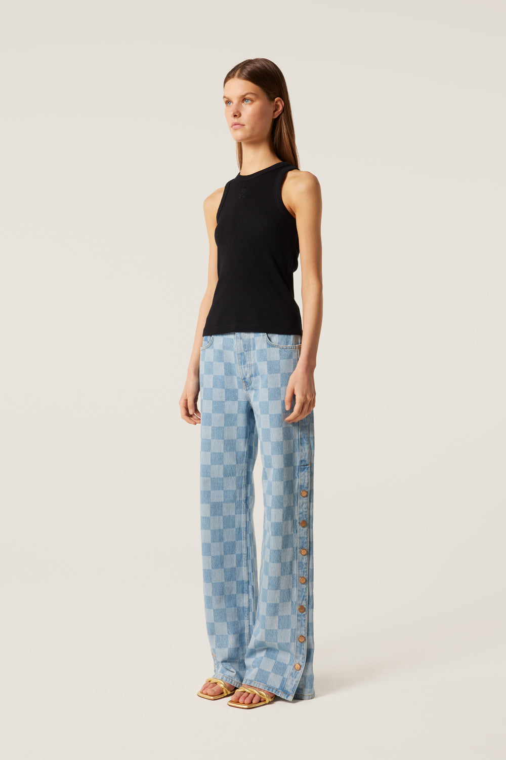 Denim à motif damier