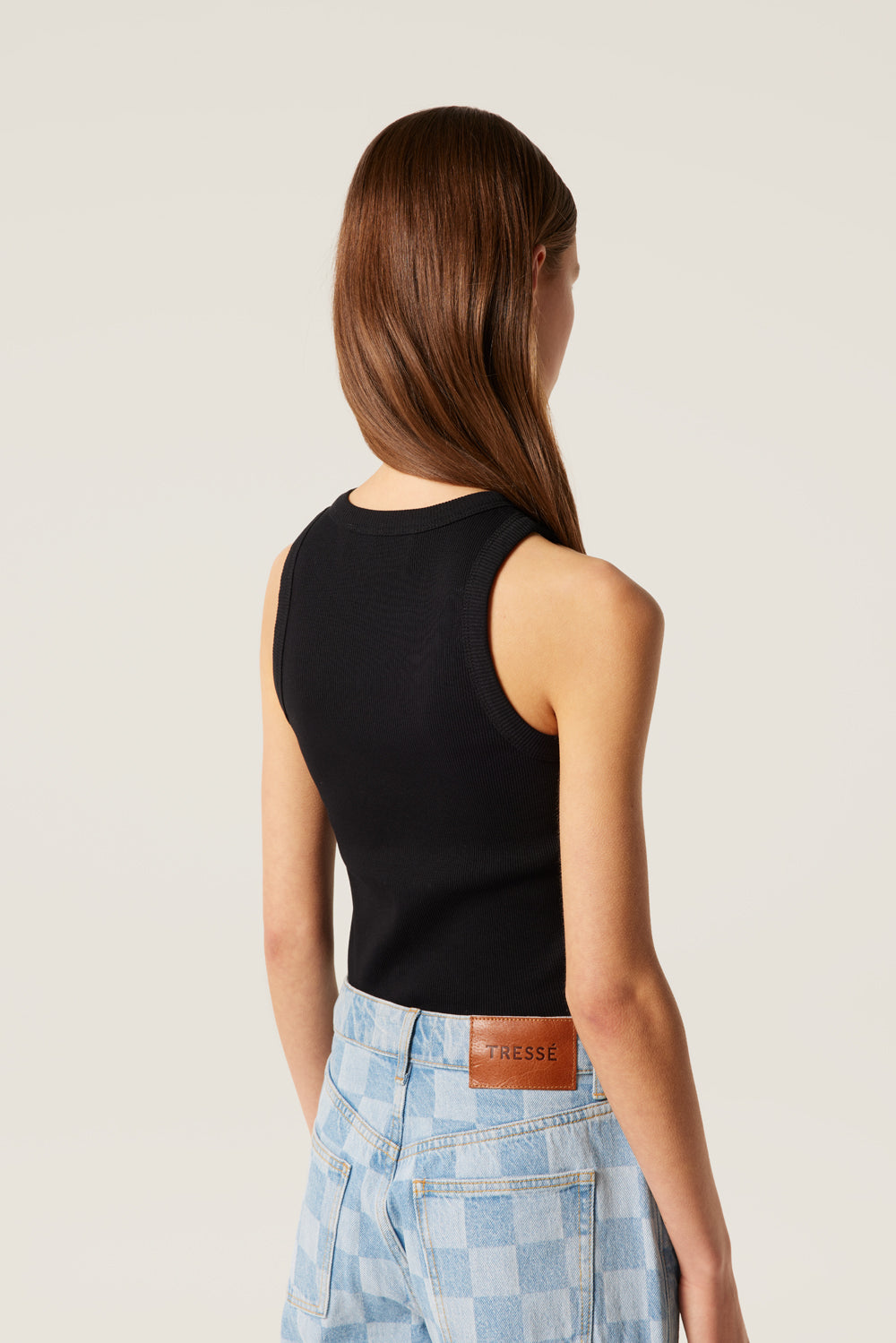 Black embroidered tank top