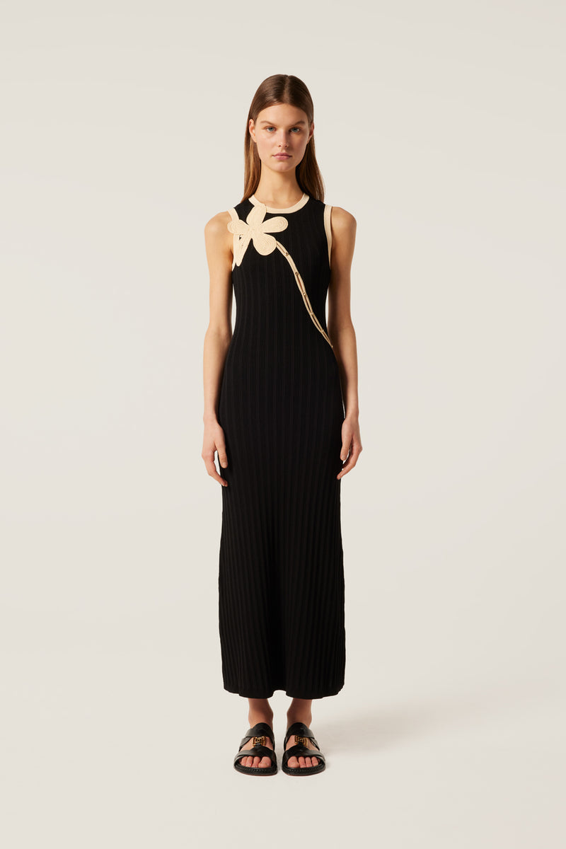 Two-tone mesh dress with opening