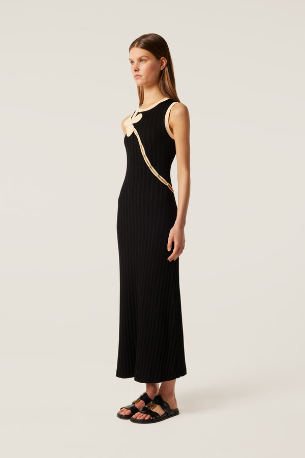 Two-tone mesh dress with opening
