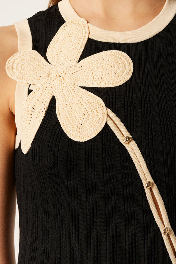 Two-tone mesh dress with opening