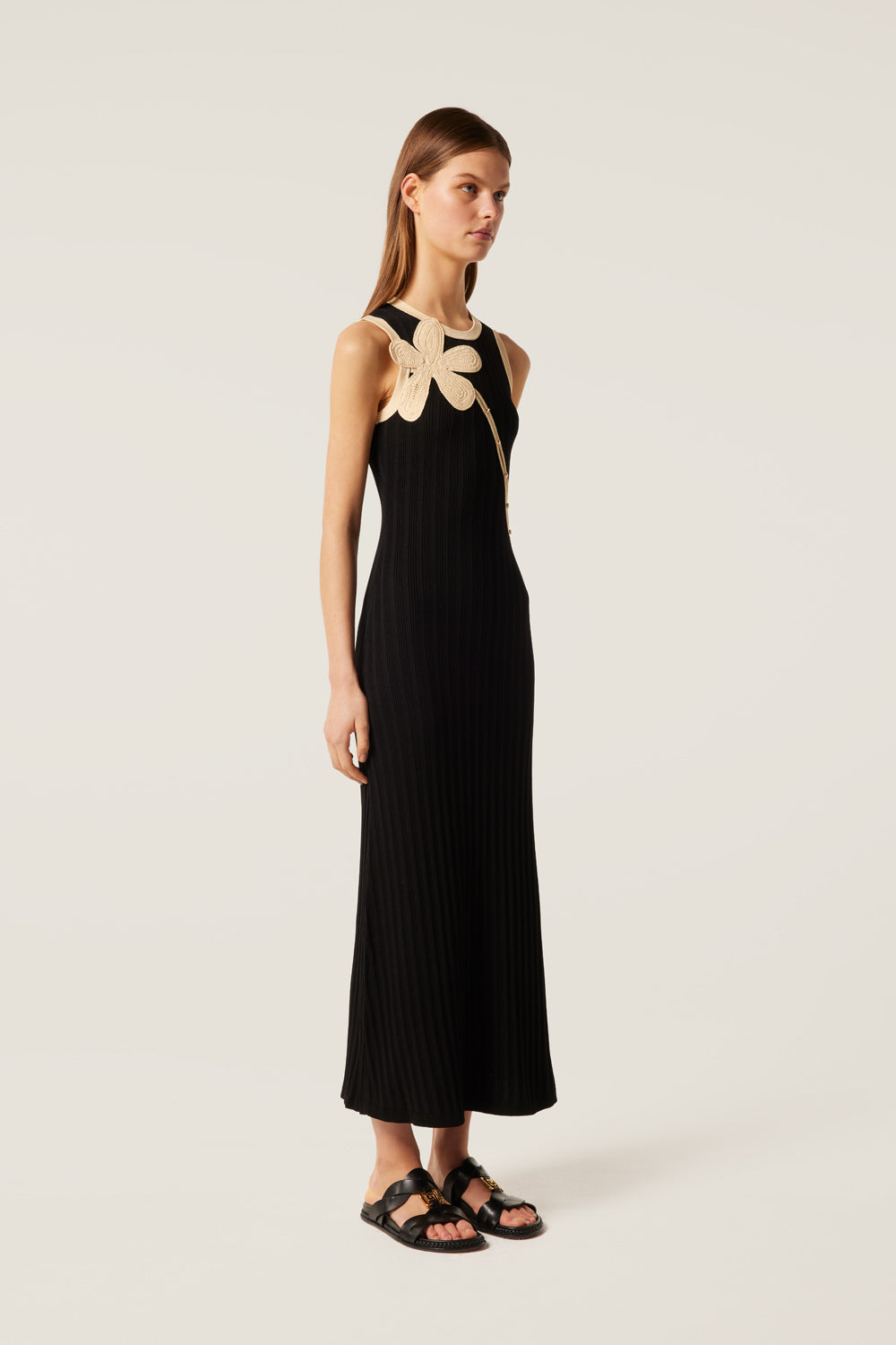 Robe en maille bicolore à ouverture
