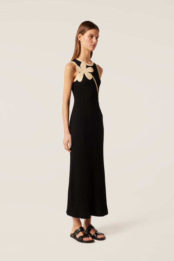 Two-tone mesh dress with opening