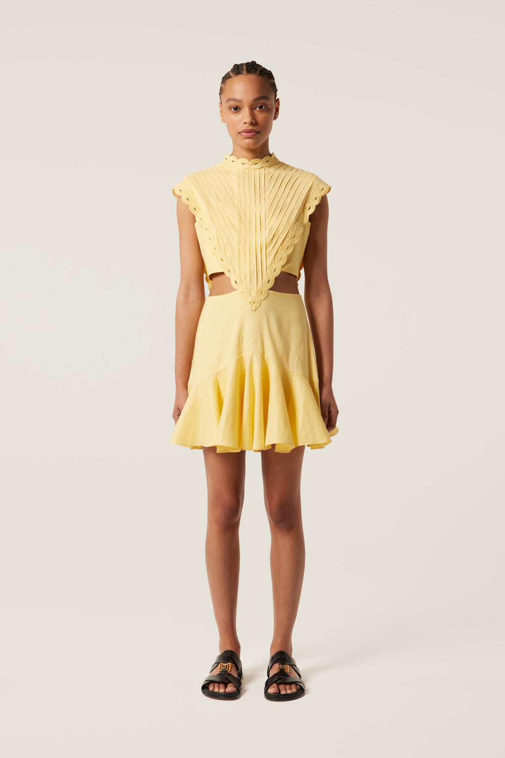 Short dress with braid trim
