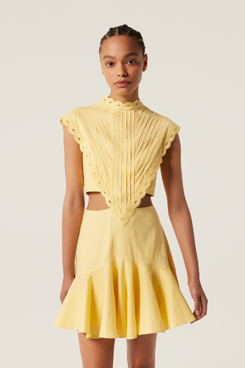 Short dress with braid trim