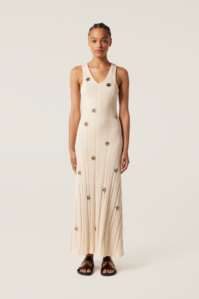 Metallic floral maxi dress