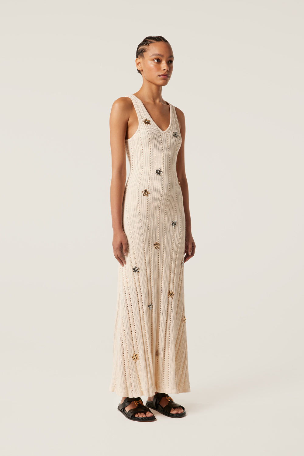 Metallic floral maxi dress