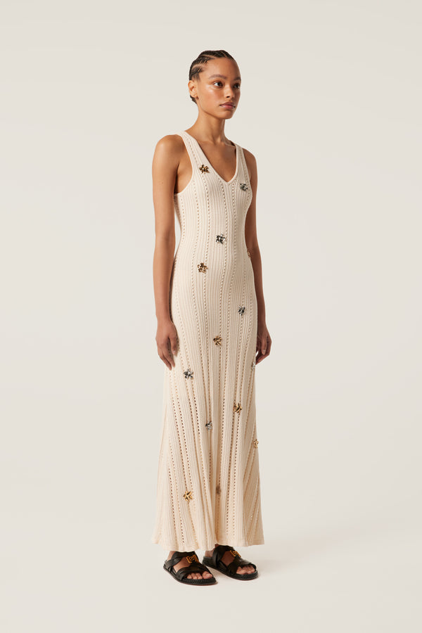 Metallic floral maxi dress