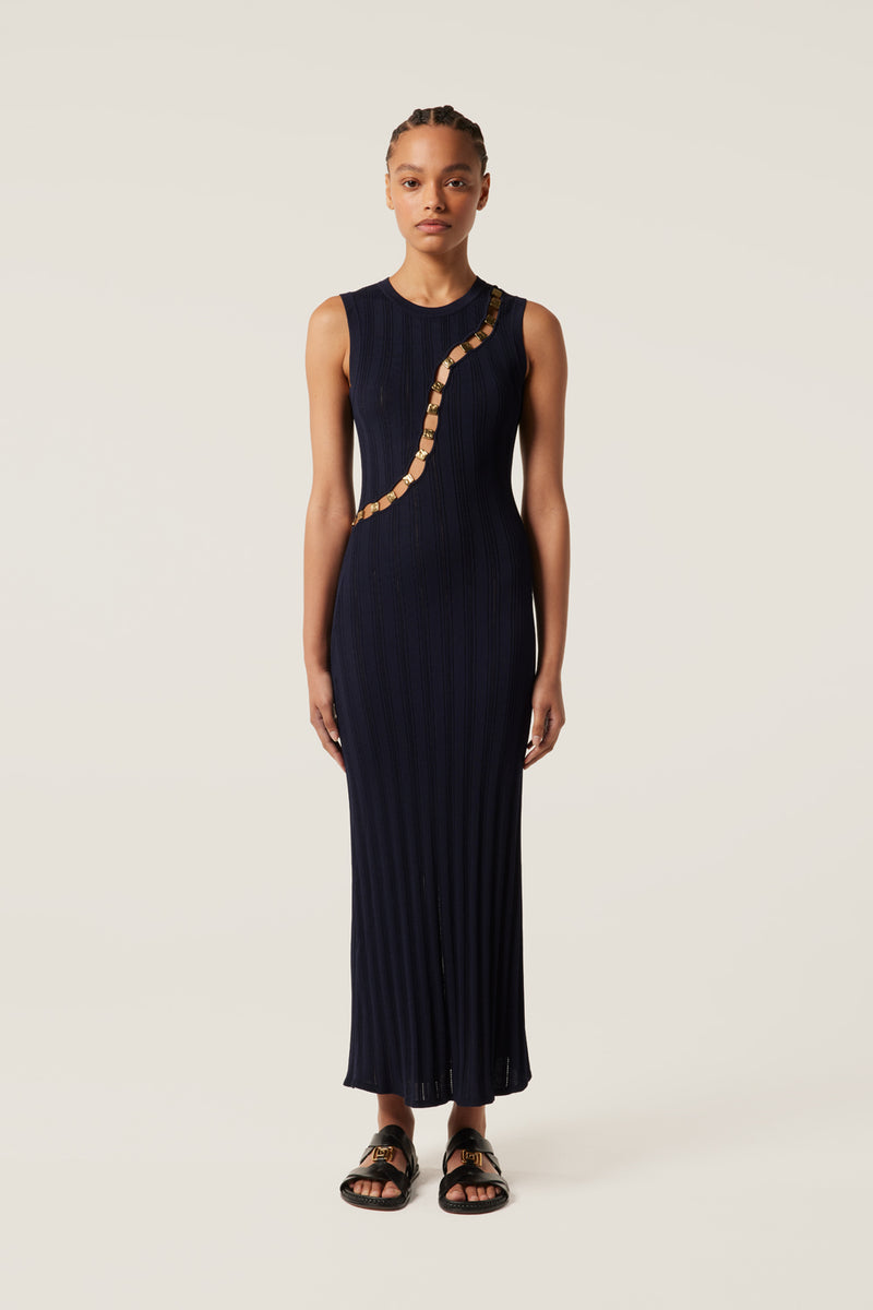 Mesh dress with gold details