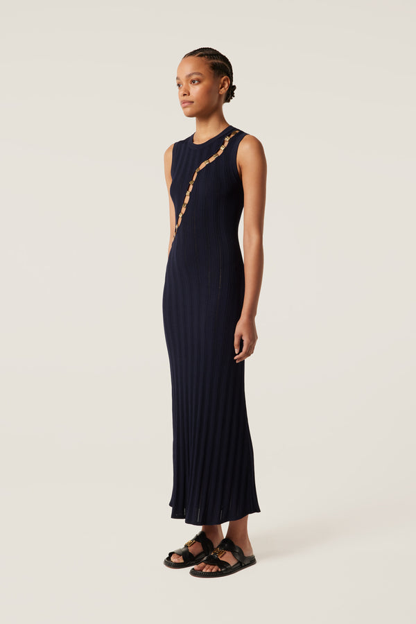 Mesh dress with gold details
