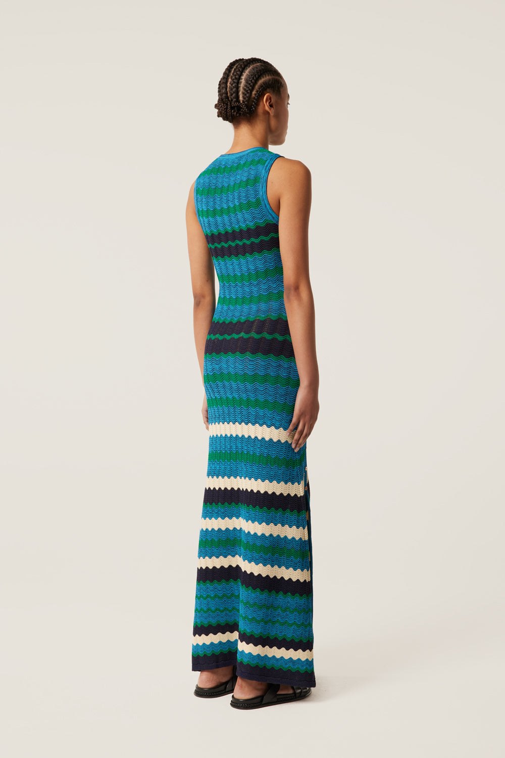 Robe en maille à rayures