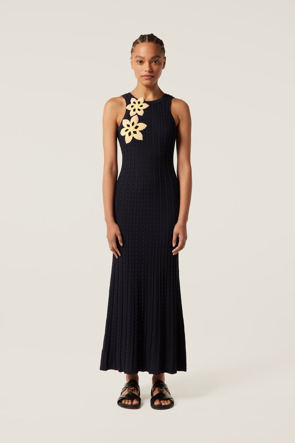 Long backless flower dress