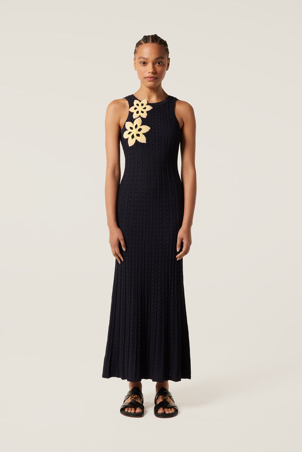 Long backless flower dress