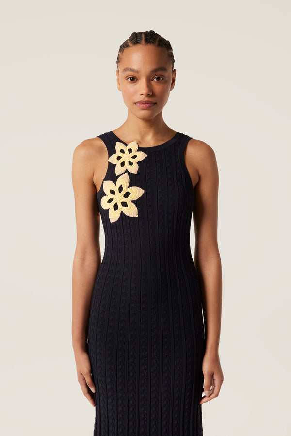 Long backless flower dress