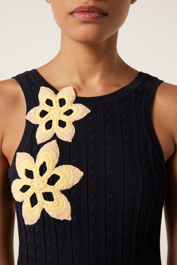 Long backless flower dress