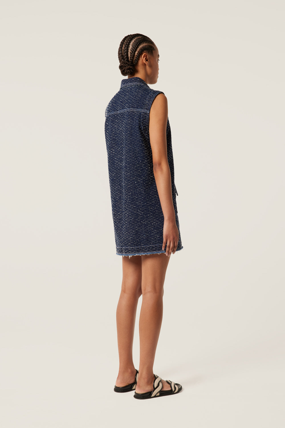 Robe courte en denim tweedé