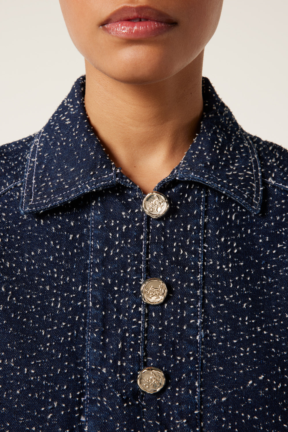 Robe courte en denim tweedé