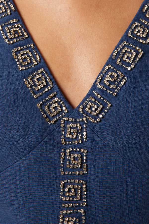 Short dress with rhinestones