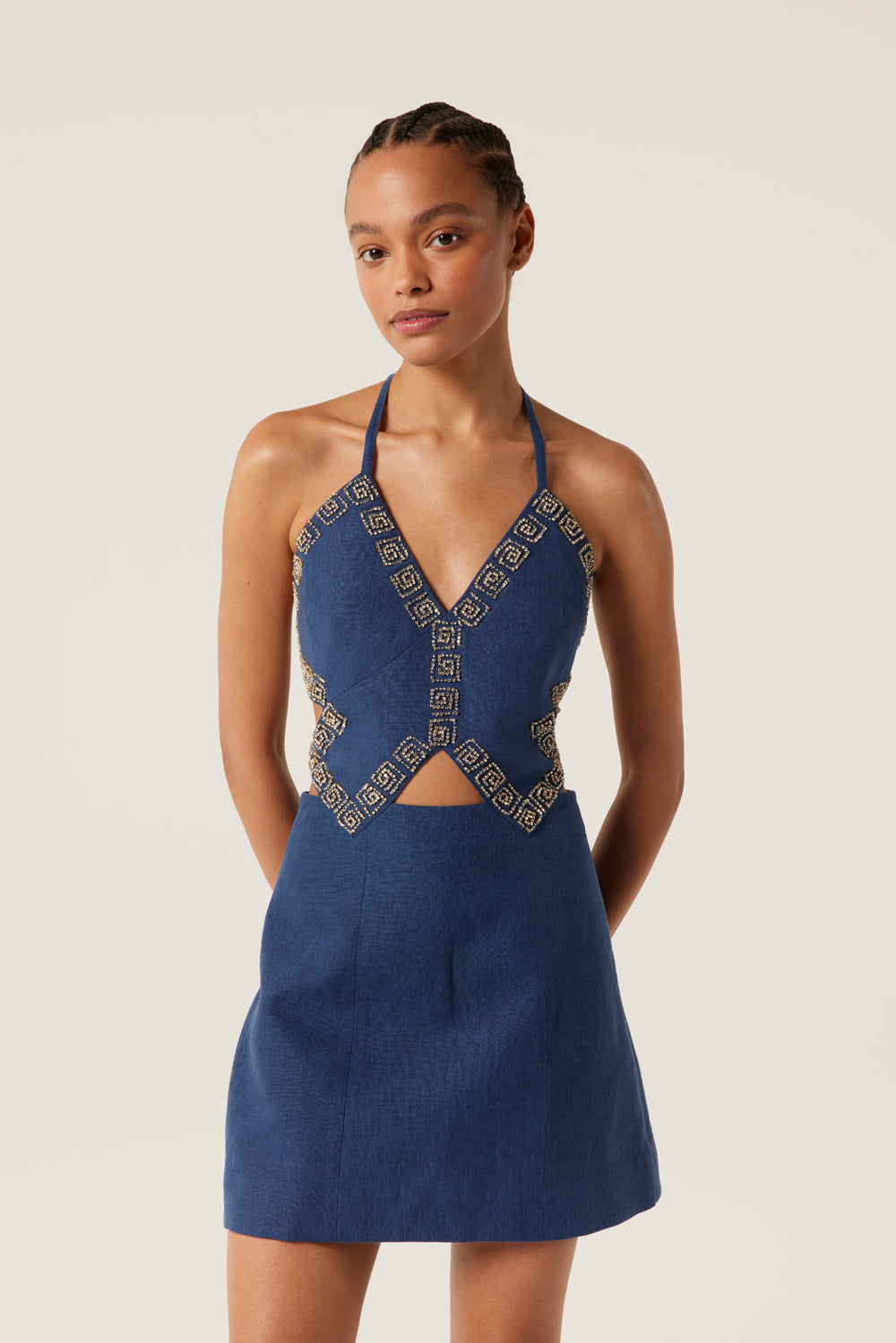 Short dress with rhinestones