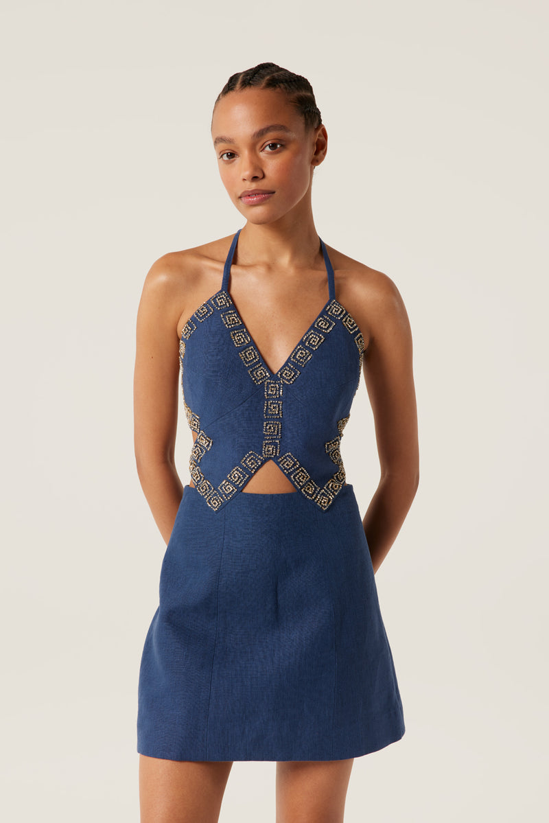 Short dress with rhinestones