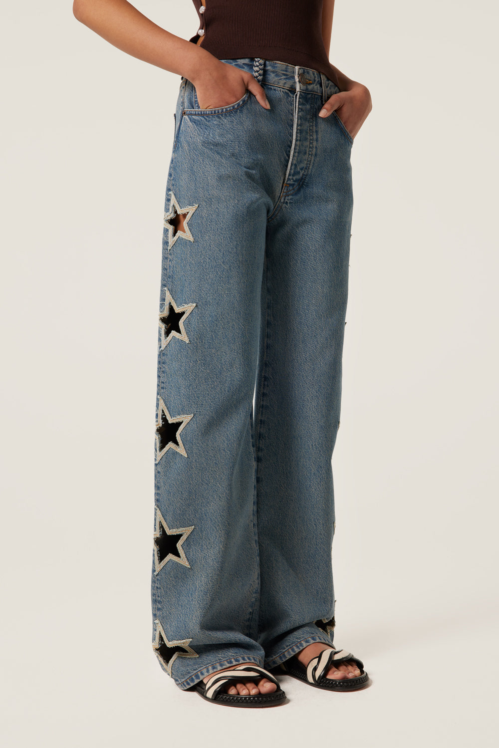Denim with star openings