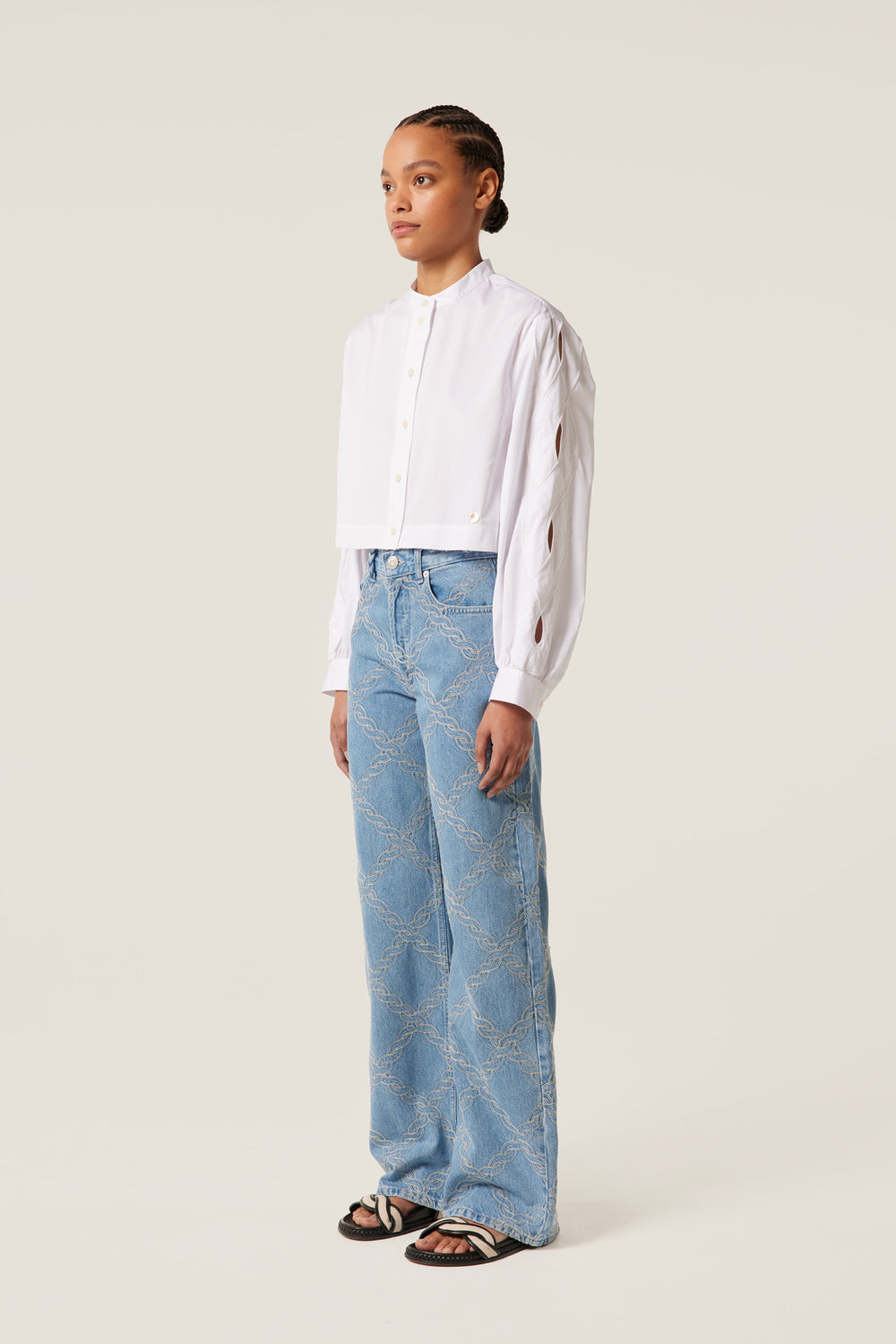 Shirt with braided opening