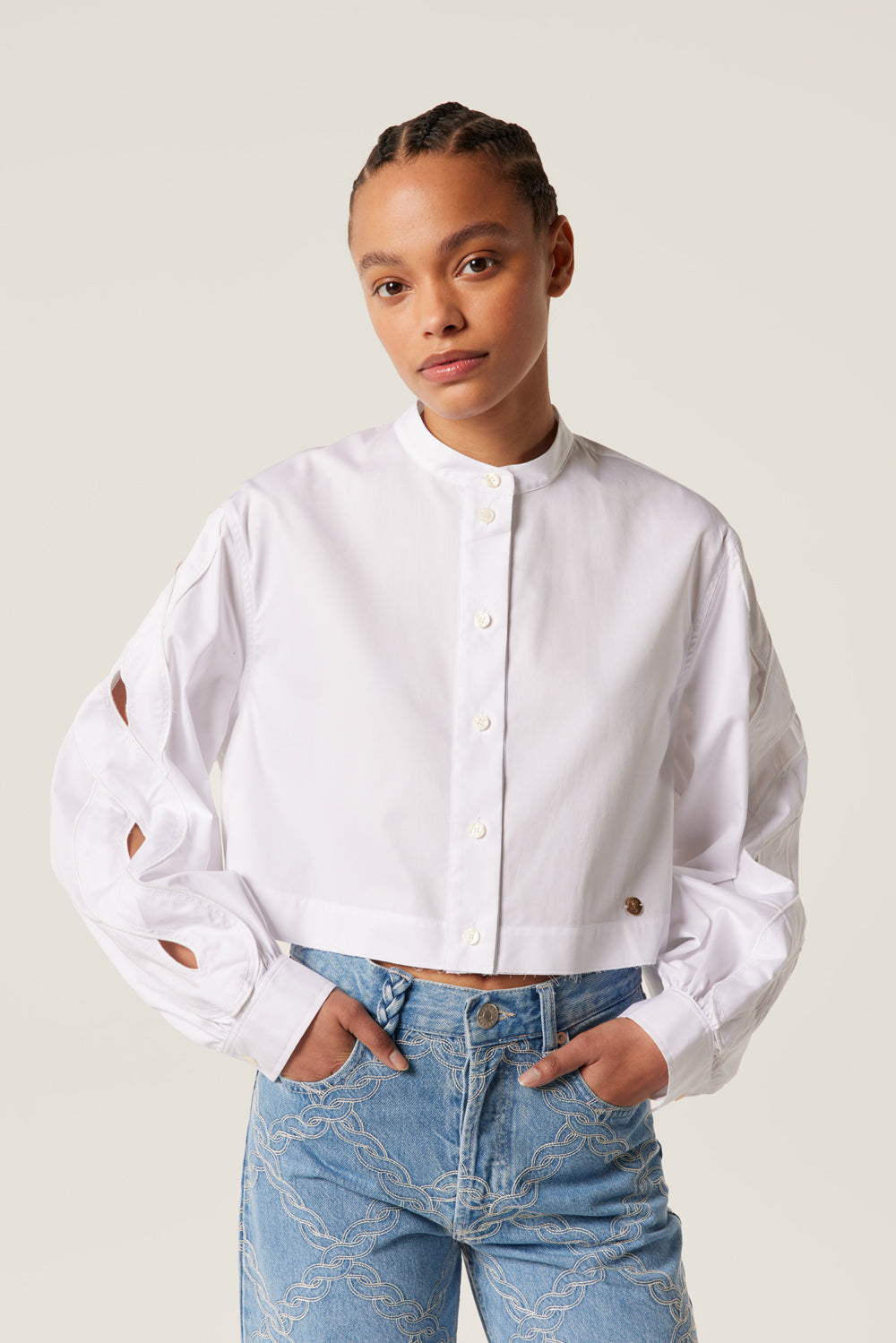 Shirt with braided opening