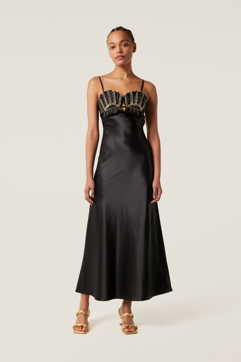 Long satin dress