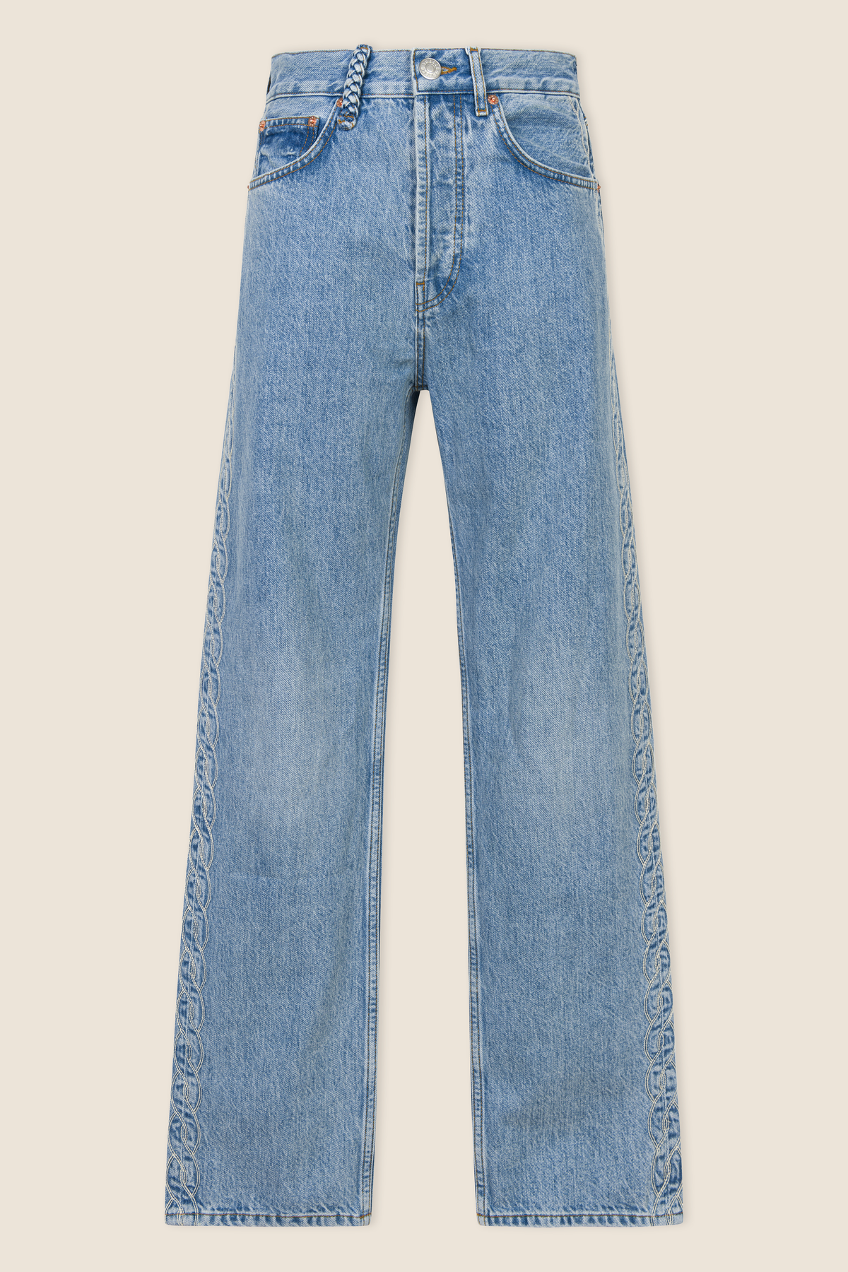 Denim with braid embroidery