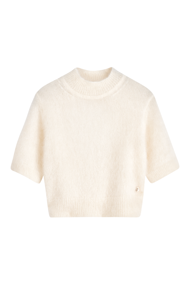 Cropped backless mohair sweater