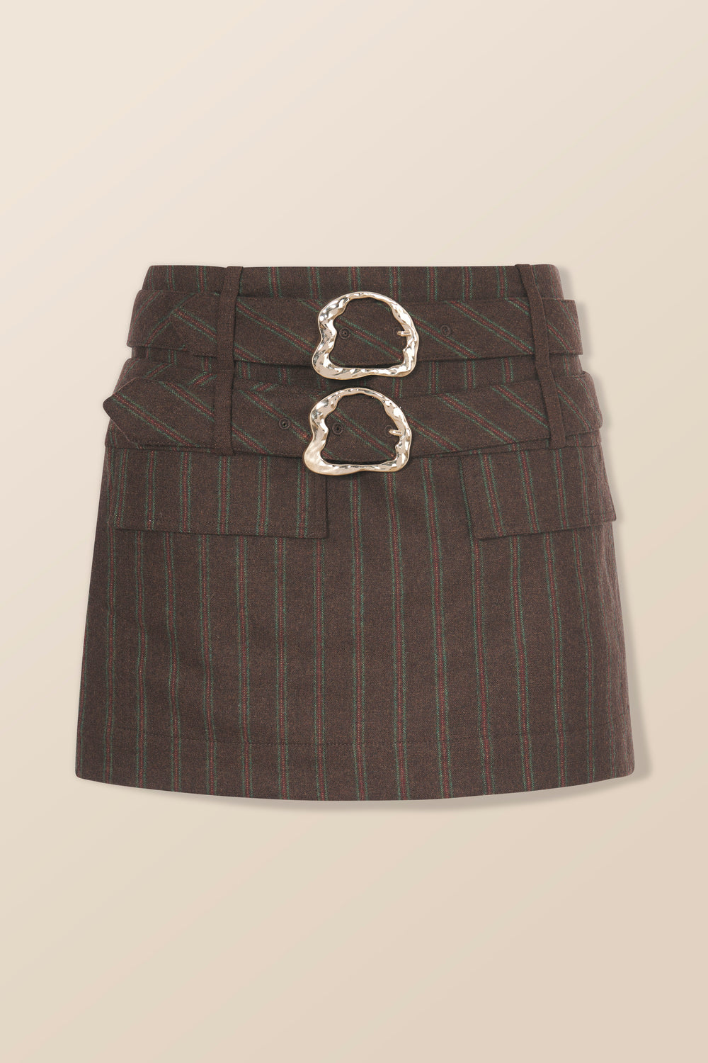 Short skirt with double buckles