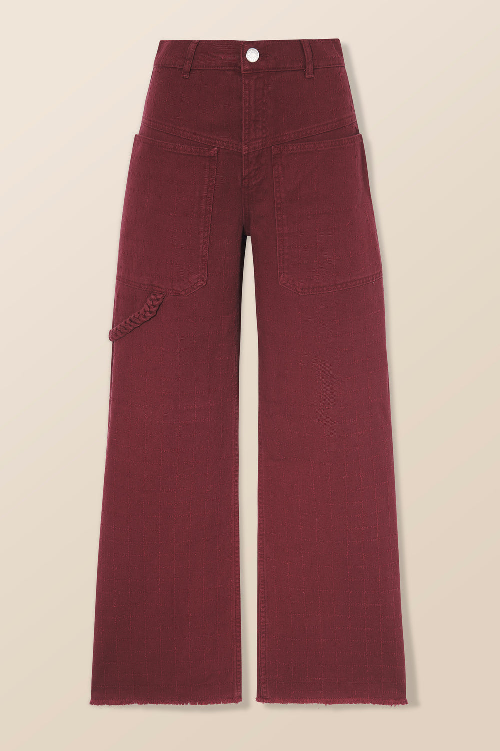 Burgundy textured denim