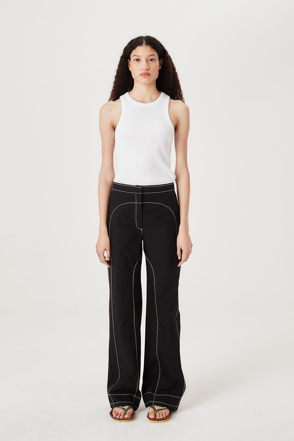 Pantalon à surpiqûres contrastées