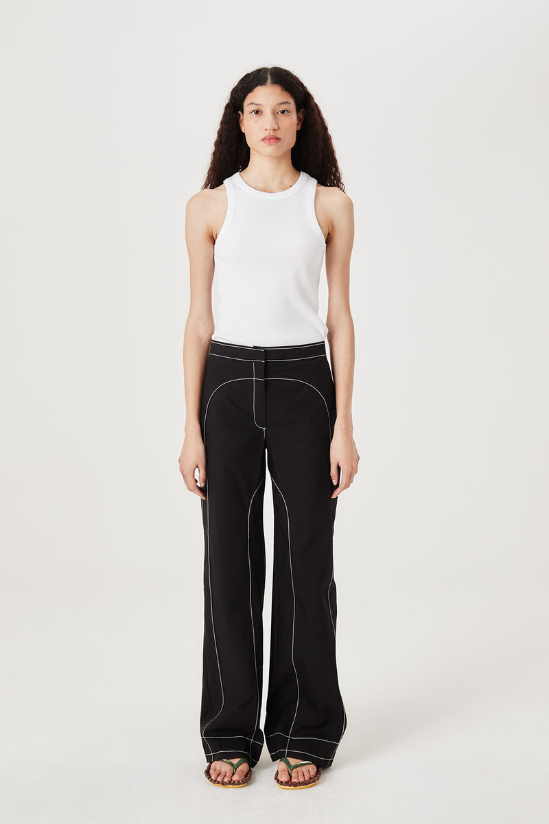 Pantalon à surpiqûres contrastées