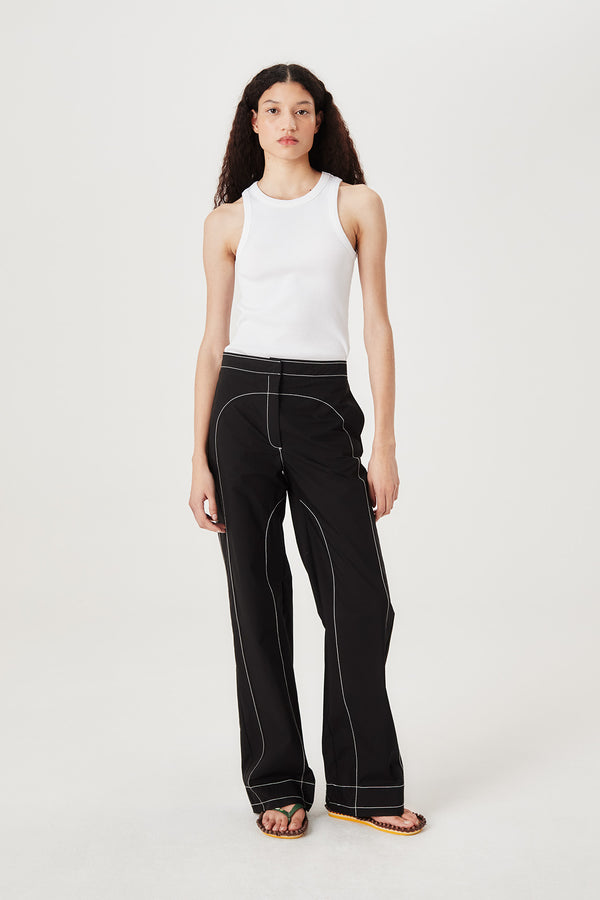 Pantalon à surpiqûres contrastées