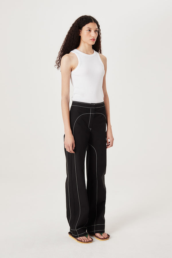 Pantalon à surpiqûres contrastées
