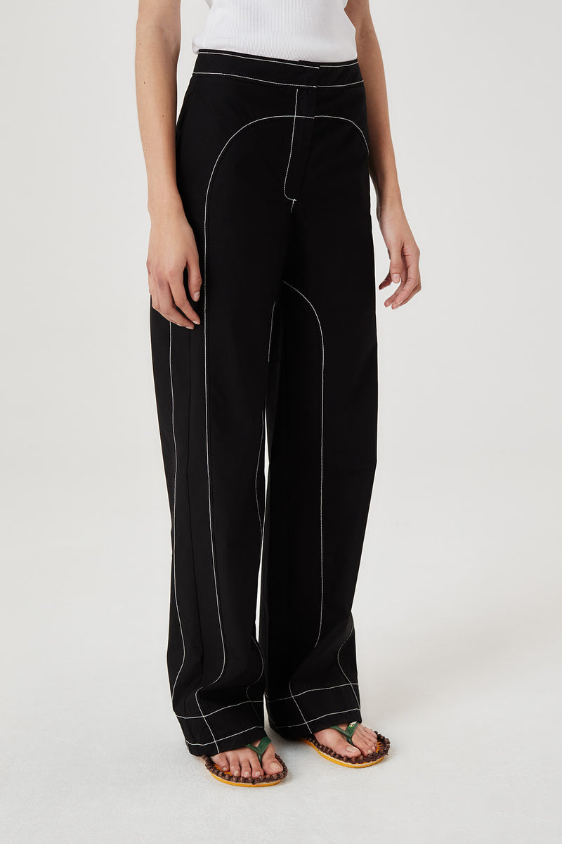 Pantalon à surpiqûres contrastées