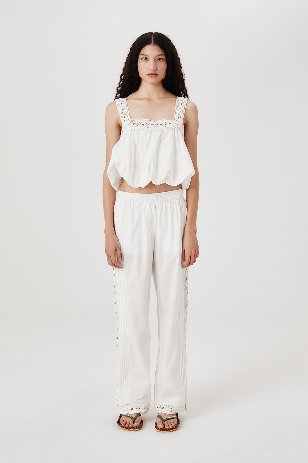 Lightweight embroidered trousers