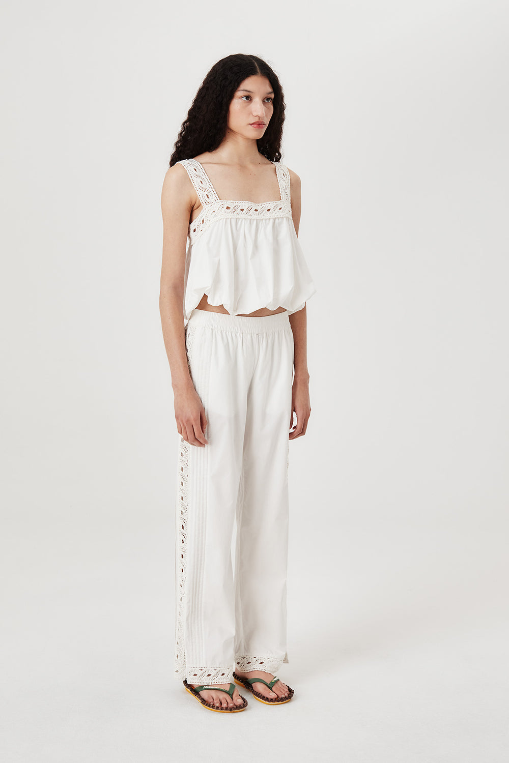 Lightweight embroidered trousers