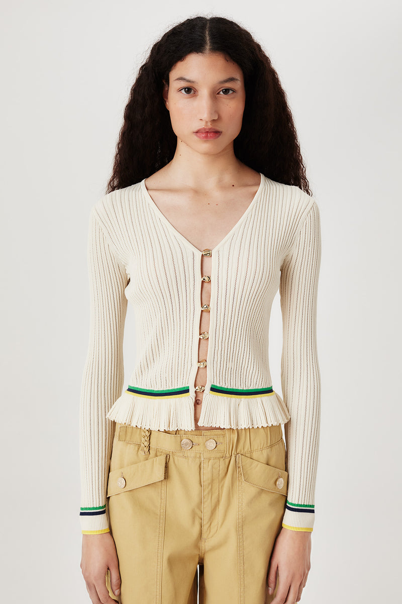 Top en maille à volants