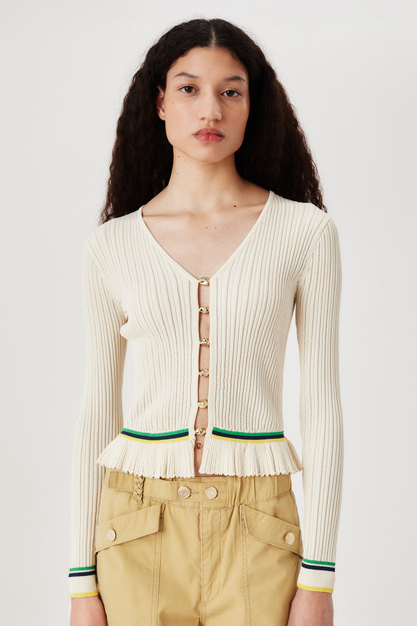 Top en maille à volants