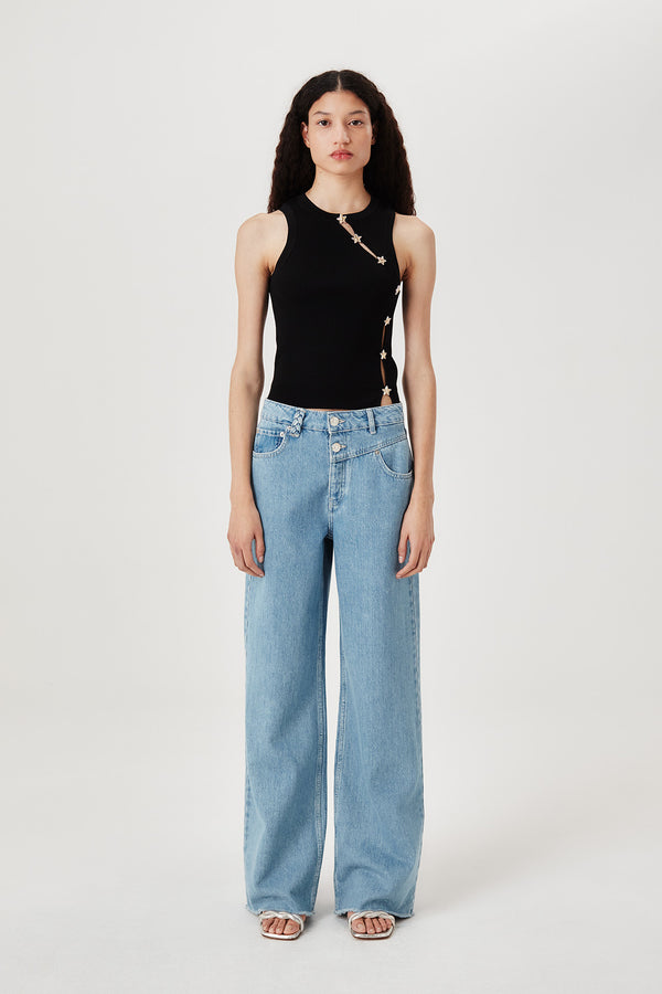 Top en maille à ouverture asymétrique