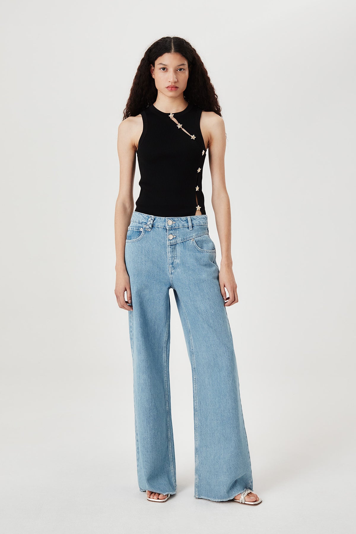 Top en maille à ouverture asymétrique