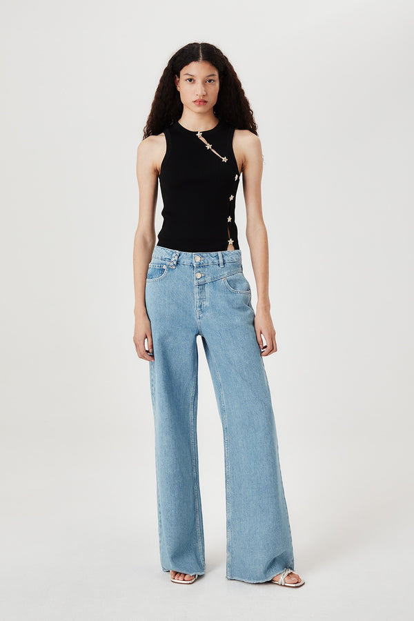 Top en maille à ouverture asymétrique